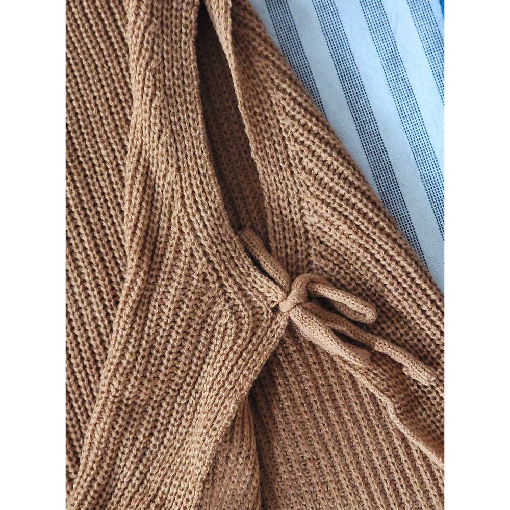 Y2K Camel Brown Mock Neck Knit Sweater Vest Tank Top - Picture 6 of 8